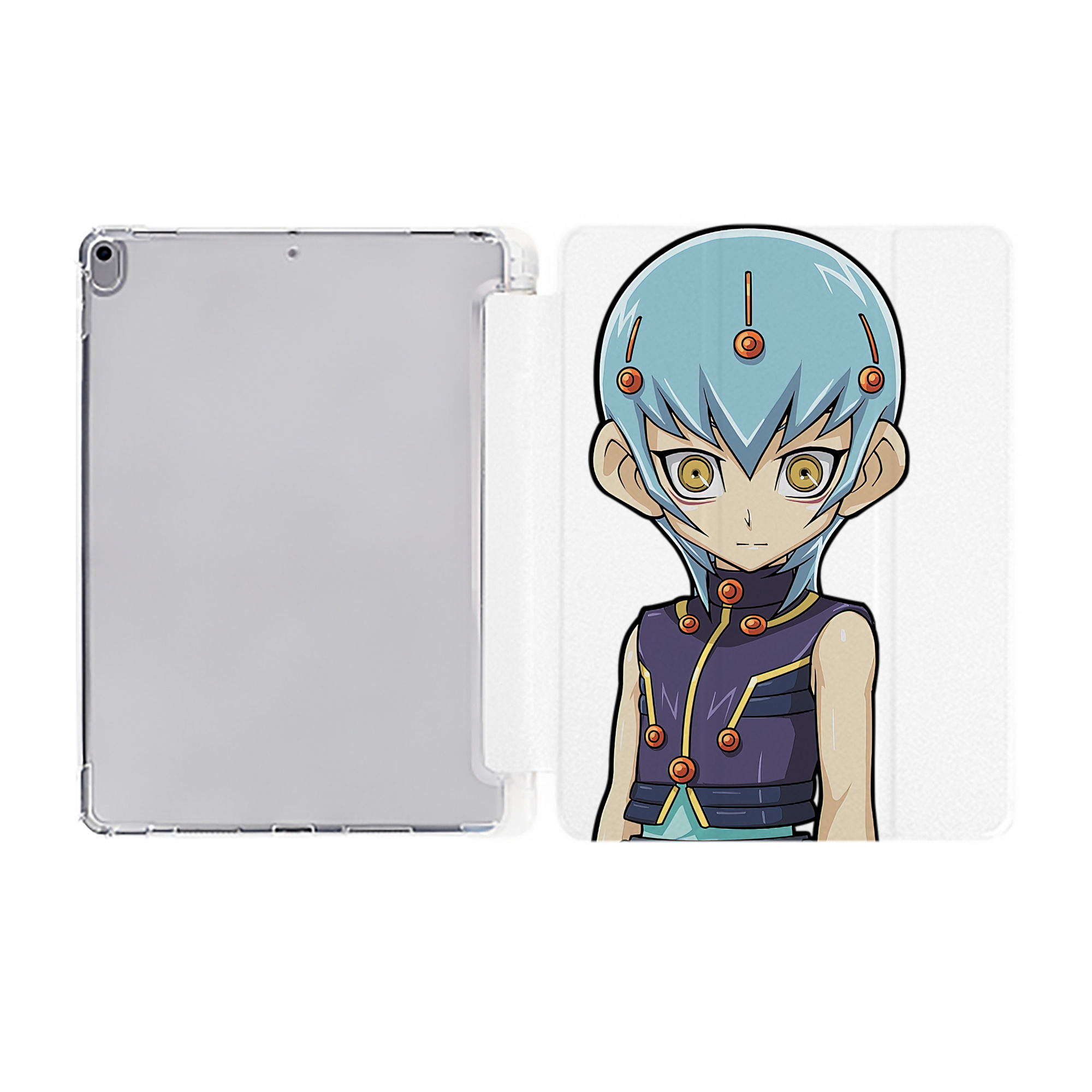 （画像用） 遊☆戯☆王 Yu-Gi-Oh! IPad ケース ペン収納付き 三つ折りスタンド PUレザー×シリコン 対応機種9.5/10.5/10.9インチ
